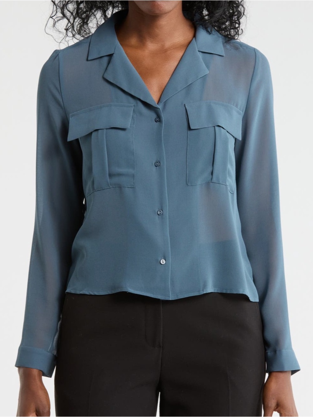 T Tahari long sleeve cropped blouse